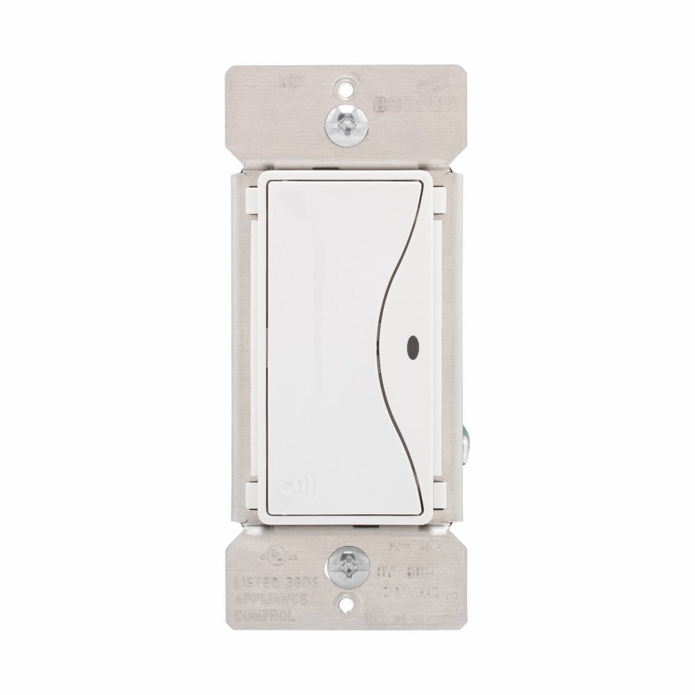 Eaton Z-Wave plus accessory switch, Accessory switch, 120V, Wiring leads, Push button, Alpine white, Three-way, 32F to 104F (0C to 40C), Three-way, Polycarbonate, RF9601
