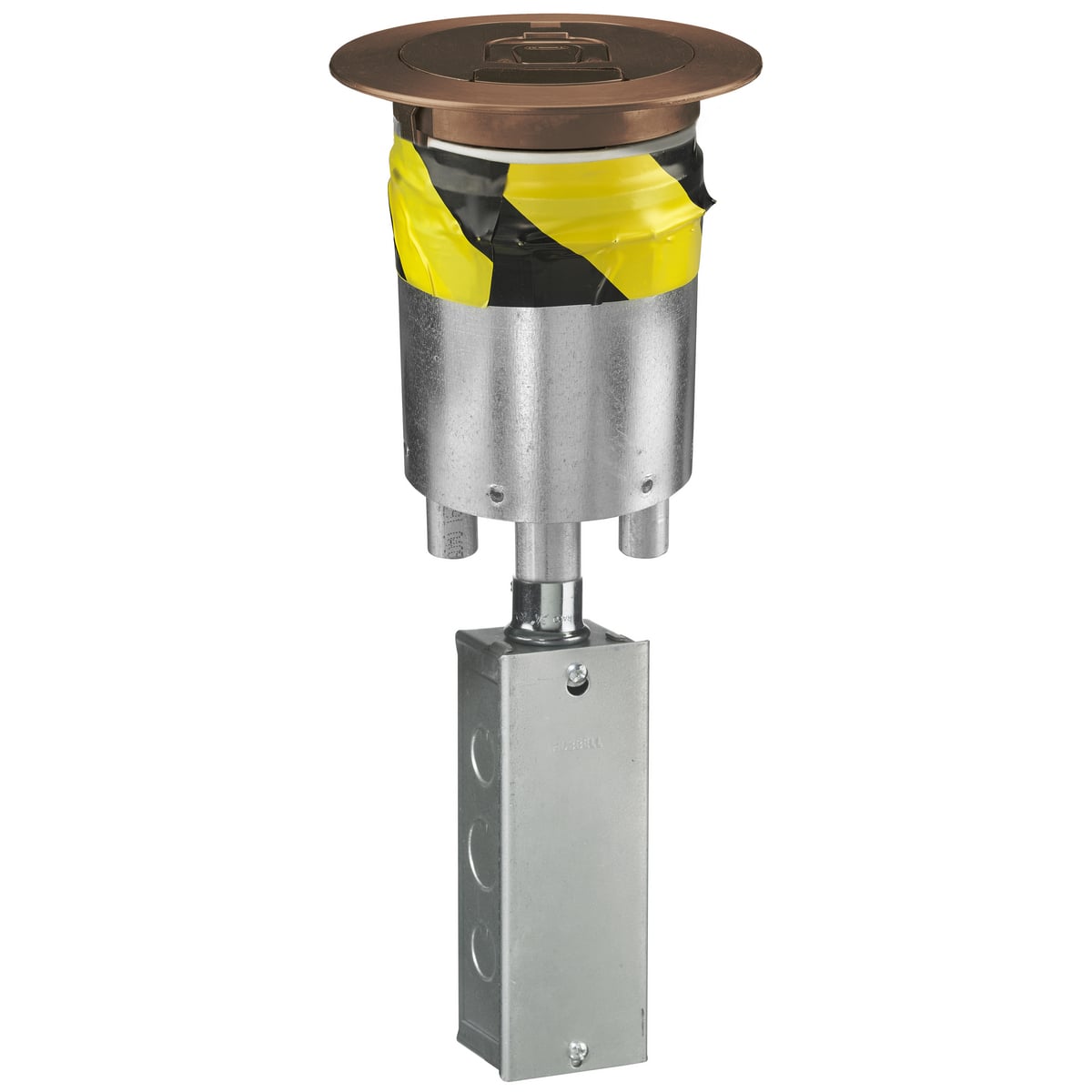 Fire Rated Poke Throughs, Recessed 4" Series, Quad Through Floor Fitting with Bronze Plated Cover