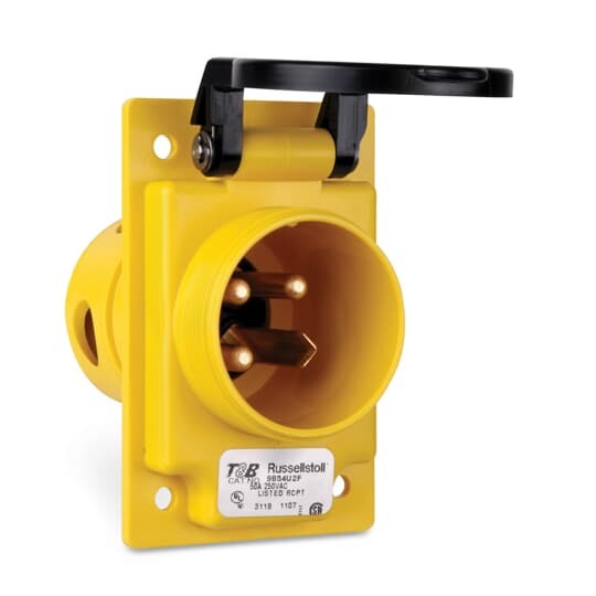 DuraGard 50 Amp, Splash-Proof Spring Flap (Weathertight), Reverse Service Male Receptacle- 30 480V