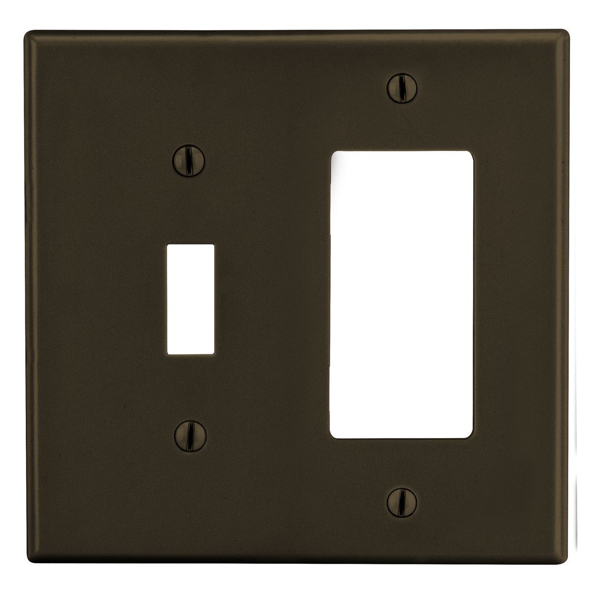 Wallplate, Mid-Size 2-Gang, 1) Toggle 1) Decorator, Brown