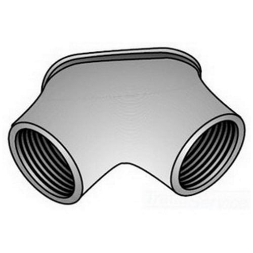 OZ-Gedney Type FF 90 DEG Raintight Corner Pulling Elbow, Malleable Iron, Finish: Zinc Plated, Length: 3-1/4 IN, Trade Size: 1-1/4 IN, Connection: FNPT, 2-5/16 IN Height, Third Party Certification: UL File Number E-11853, CSA 009795, Applicable Thir
