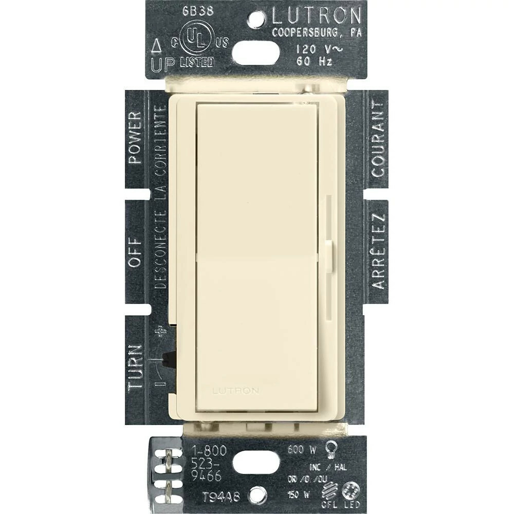 Diva LED+ Dimmer - Gloss Finish,  LED, Incandescent/Halogen, 3-way/single-pole, 150W LED or 600W inc/hal in almond