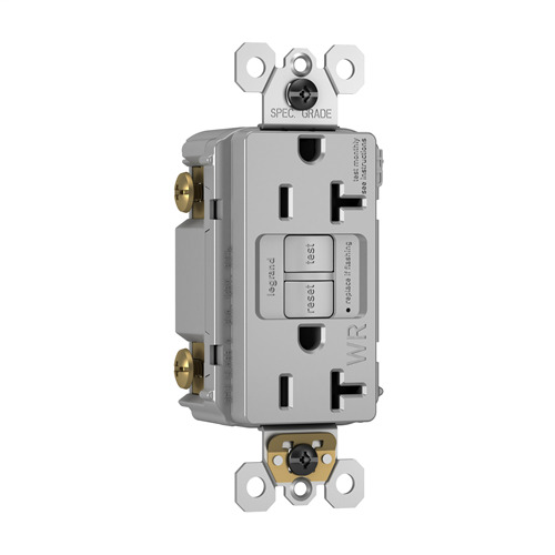 NAFTA-Compliant Tamper-Resistant Weather-Resistant 15A Self-Test Duplex GFCI, Gray
