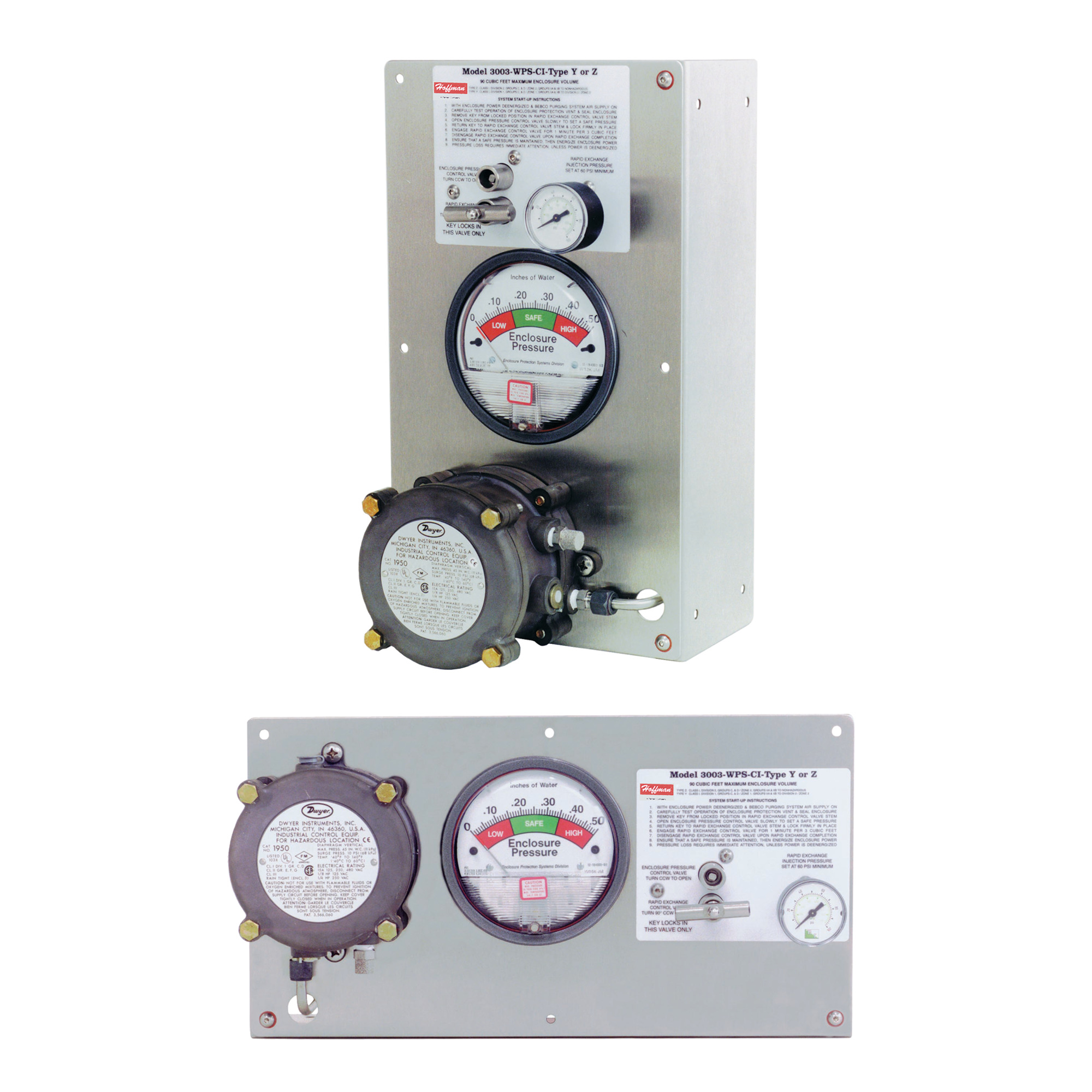 Large-Volume ATEX Purge System Type Y, Z and Ex [pz], 90CF, Vertical Mount