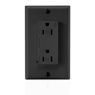 15 Amp, 125 Volt, Tamper Resistant, Decora Duplex Surge Suppressor Receptacle, Straight Blade, Commercial Grade, Self Grounding, Black