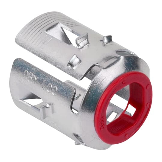 Steel Snap-In Fittings for MC cable, Size 1/2 Inch, Diameter 0.840 Inches, Length 1 Inch, Material Electro-Zinc Plated Steel, Accommodates the widest range of MC cable size in the industry - 14-2 to 10-3