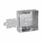 Eaton Crouse-Hinds series Square Outlet Box, (1) 1/2", 4", NM clamps, Welded, 1-1/2", Steel, (2) 1/2", (1) 1/2", (1) 3/4" E, 22.0 cubic inch capacity
