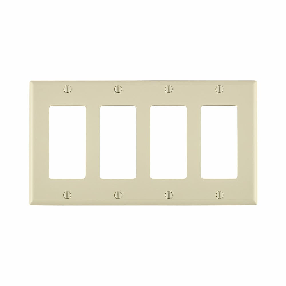 4-Gang Decora/GFCI Device Decora Wallplate, Standard Size, Thermoplastic Nylon, Device Mount, Light Almond