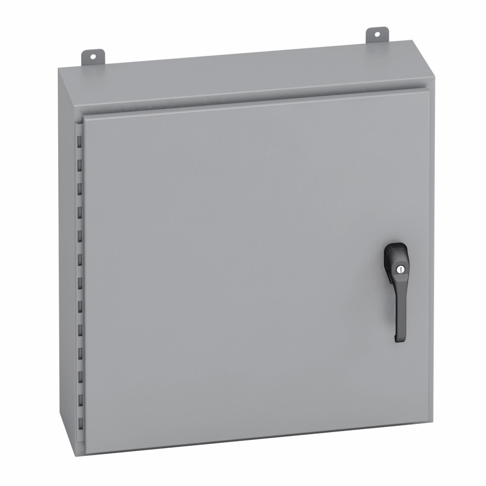 Eaton B-Line series wall mounted panel enclosure, 60" height, 12" length, 36" width, NEMA 4, Hinged cover, 43PT enclosure, Wall mount, Large single door, External mounting feet, Carbon steel, Seamless poured in-place gasket