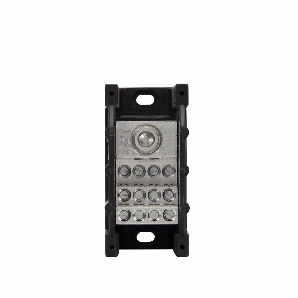 Eaton Bussmann series PDB power distribution block, IP-20 Finger-safe, 600 Vac, 600 Vdc, 310A, Power distribution block, Single-pole, SCCR: 200 kA (8 To 4 AWG), 100 kA (14 To 4 AWG), Panel, Tin-plated aluminum connectors