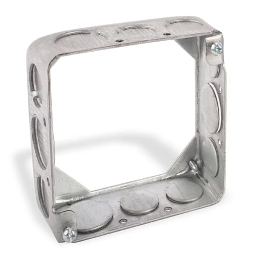 Thru-Wall Box, 21 Cubic Inches, 4 Inches Square x 1-1/8 Inches Deep, 1/2 Inch and 3/4 Inch Knockouts, Pre-Galvanized Steel, Drawn Construction