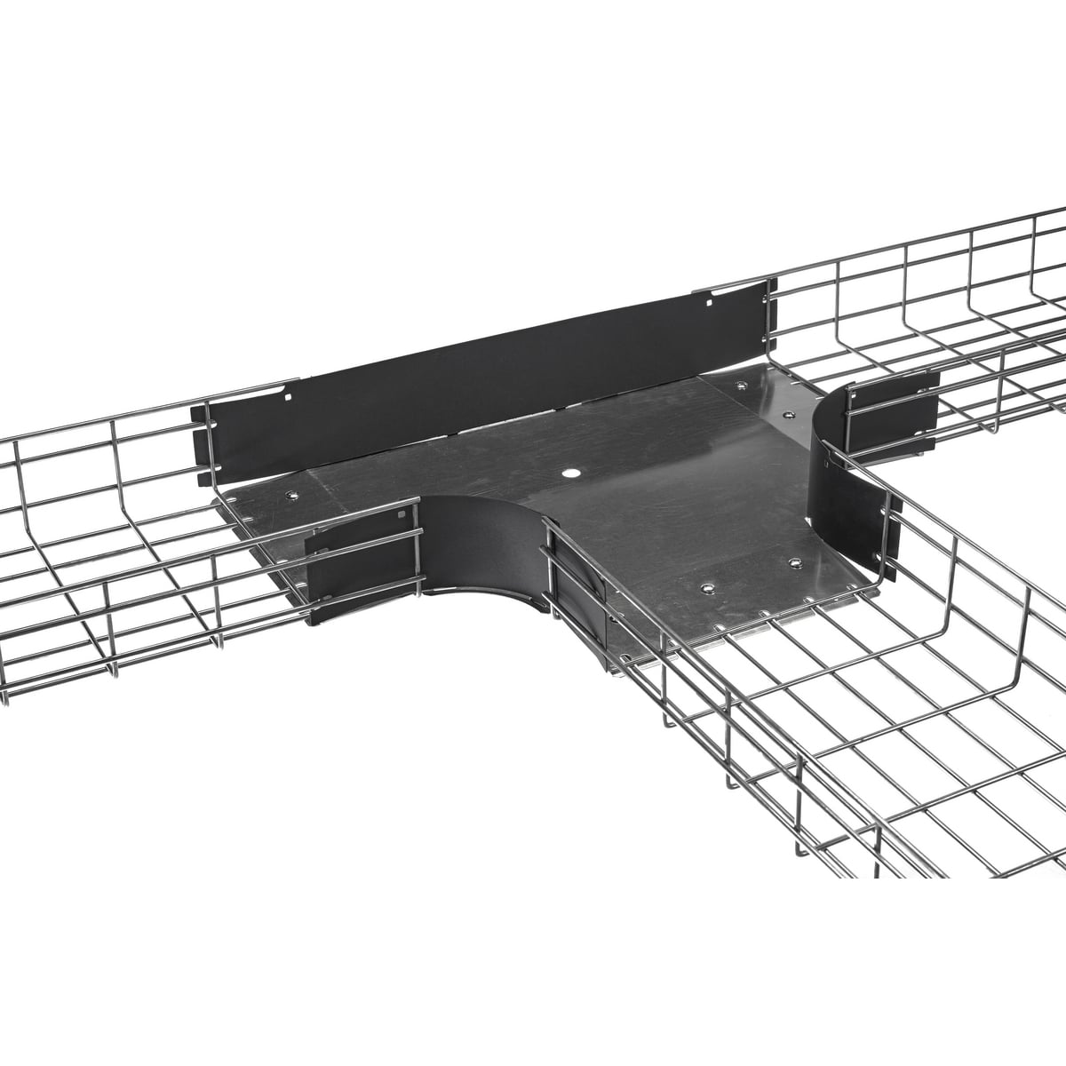 Wire and Basket Tray, Preformed Radius Tee Fitting, 6" Wide X 12" High, Pre-Galvanized