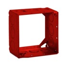Square Box Extension Ring, 30.3 Cubic Inches, 4 Inch Square x 2-1/8 Inch Deep, 1/2 Inch and 3/4 Inch Knockouts, Red, Pre-Galvanized Steel