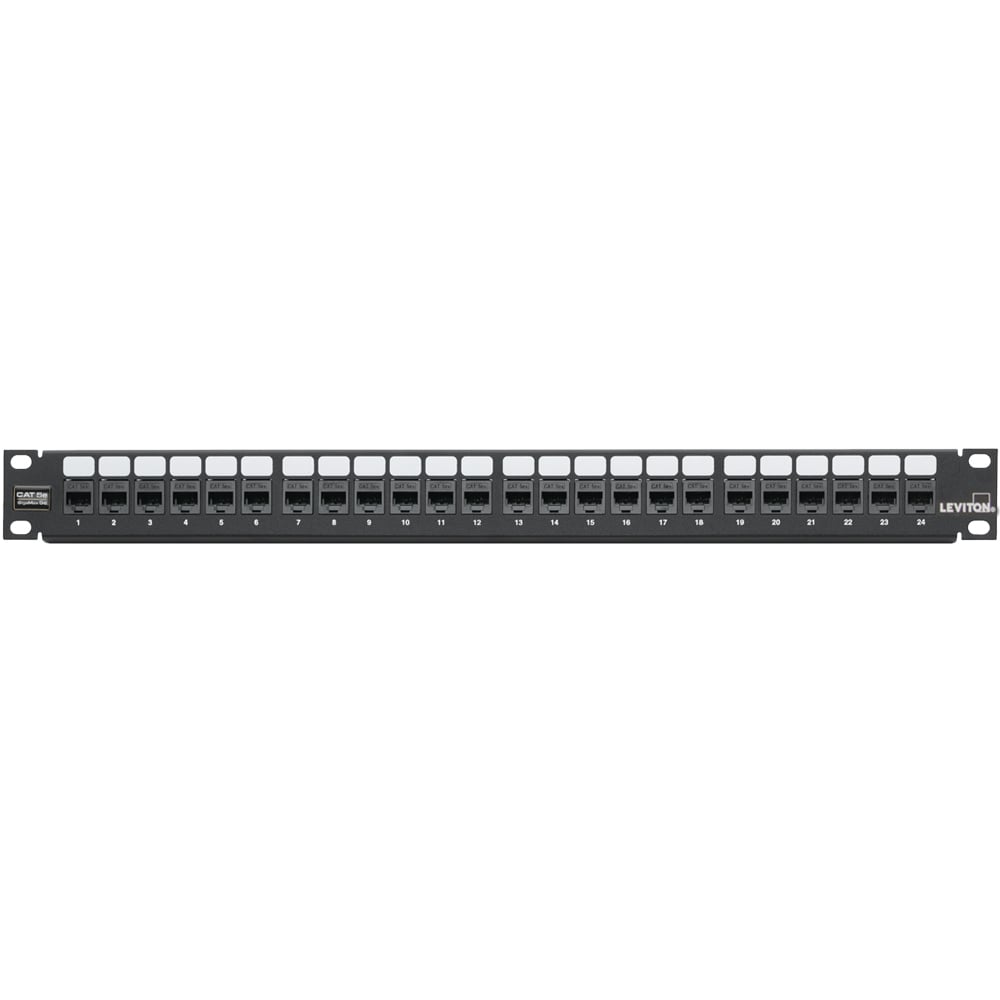 GigaMax 5E QuickPort Patch Panel, 24-Port, 1RU, Cat 5E, Cable Management Bar Included