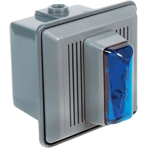 Indoor Flush Mount Electronic Horn/Strobe, Blue, 120VAC 50/60Hz, 0.021A