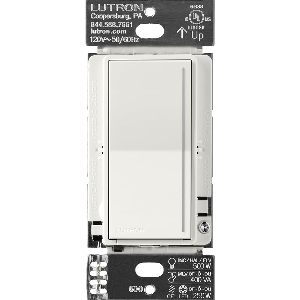 RadioRA 3 Sunnata RF 250 W (LED/CFL) or 500 W Incandescent/Halogen/ELV or 400 VA MLV Phase Selectable Dimmer, 120 V, 50/60 Hz, 0.5 W, architectural white