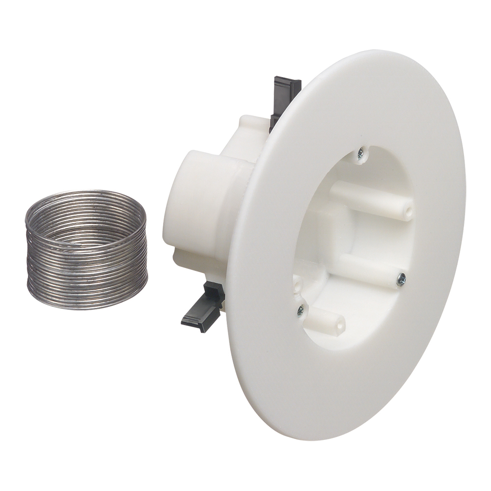 CAM-LIGHT box for suspended ceilings. Steel, 17.0 cu. in. Rated up to 50lb on suspended ceiling or drywall in combination with dropwire. Installs with 4-1/2" hole saw. Rated 10lbs on drywall ceilings without dropwire. Rated 7lbs on walls. Box has 1/2" and 3/4" knockouts.