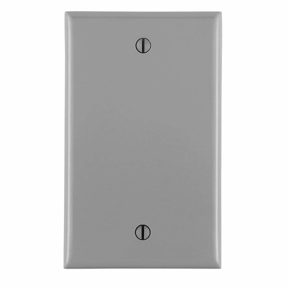 1-Gang No Device Blank Wallplate, Standard Size, Thermoplastic Nylon, Box Mount, Gray