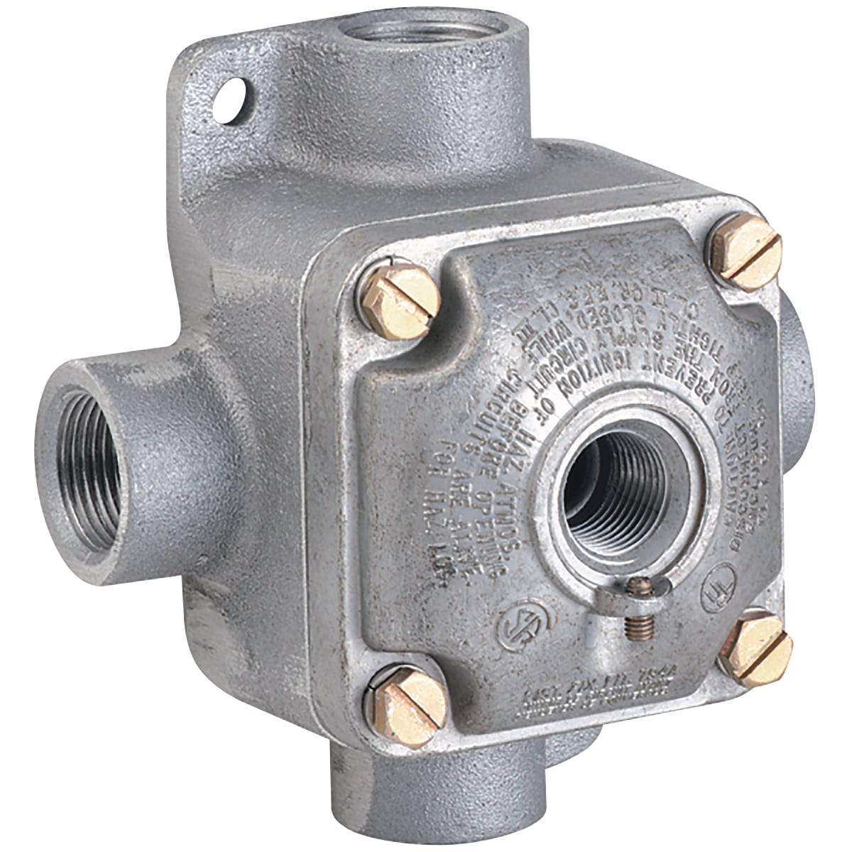 JL Series - Aluminum Outlet Body With Cover - With Hub Cover - Box Type X - Box Hub Size 3/4 Inch - Cover Hub Size 1/2 Inch
