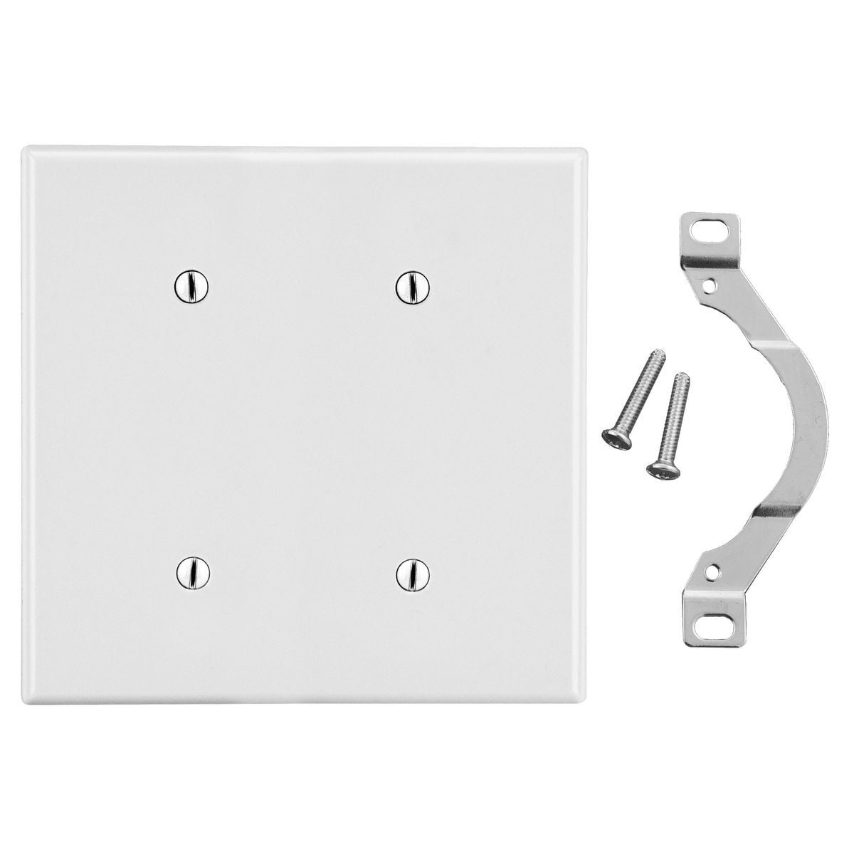Wallplate, 2-Gang, 2 Strap  Mount Blank, White
