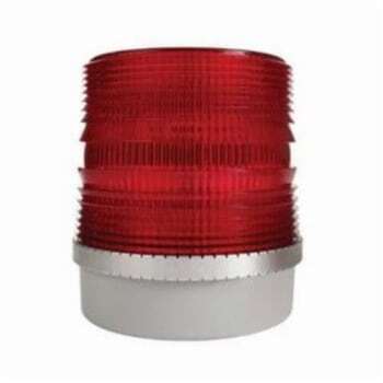 Light Duty Strobe Beacon, 120 VAC, Xenon Lamp, Red, Surface Mounting