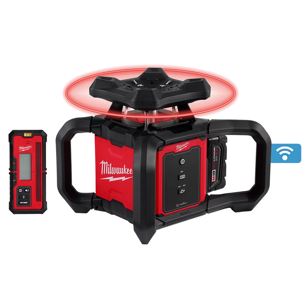 M18 Red Exterior Rotary Laser Level Kit w/ Receiver, Tripod, & Grade Rod