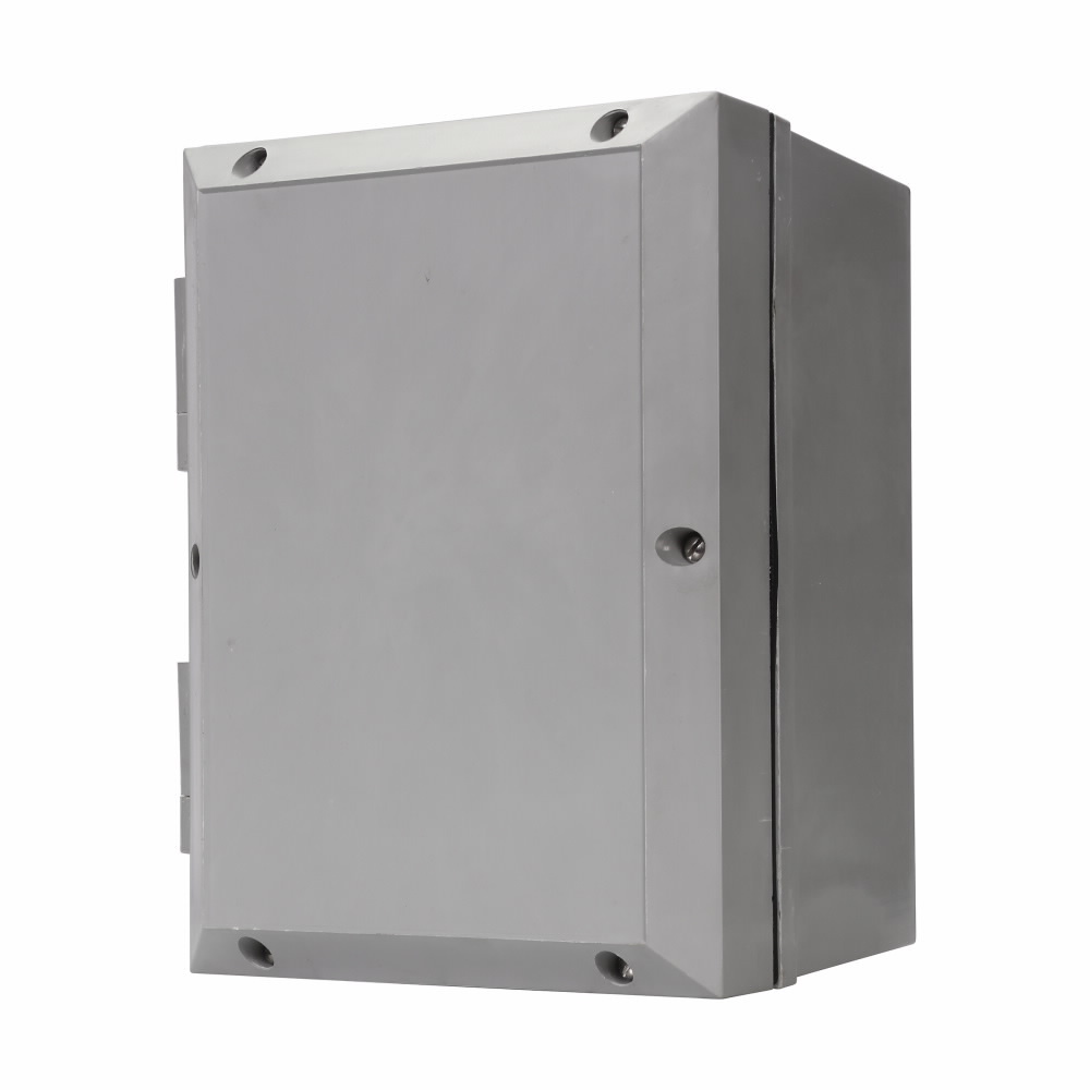 Eaton Crouse-Hinds series NJB junction box, 7 x 14 x 6-1/2" enclosure size, Basic enclosure, Krydon fiberglass-reinforced polyester, 2" long sides, 2" short sides