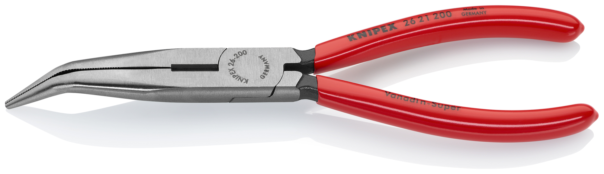 Long Nose 40° Angled Pliers with Cutter, 8 in., Plastic Coating