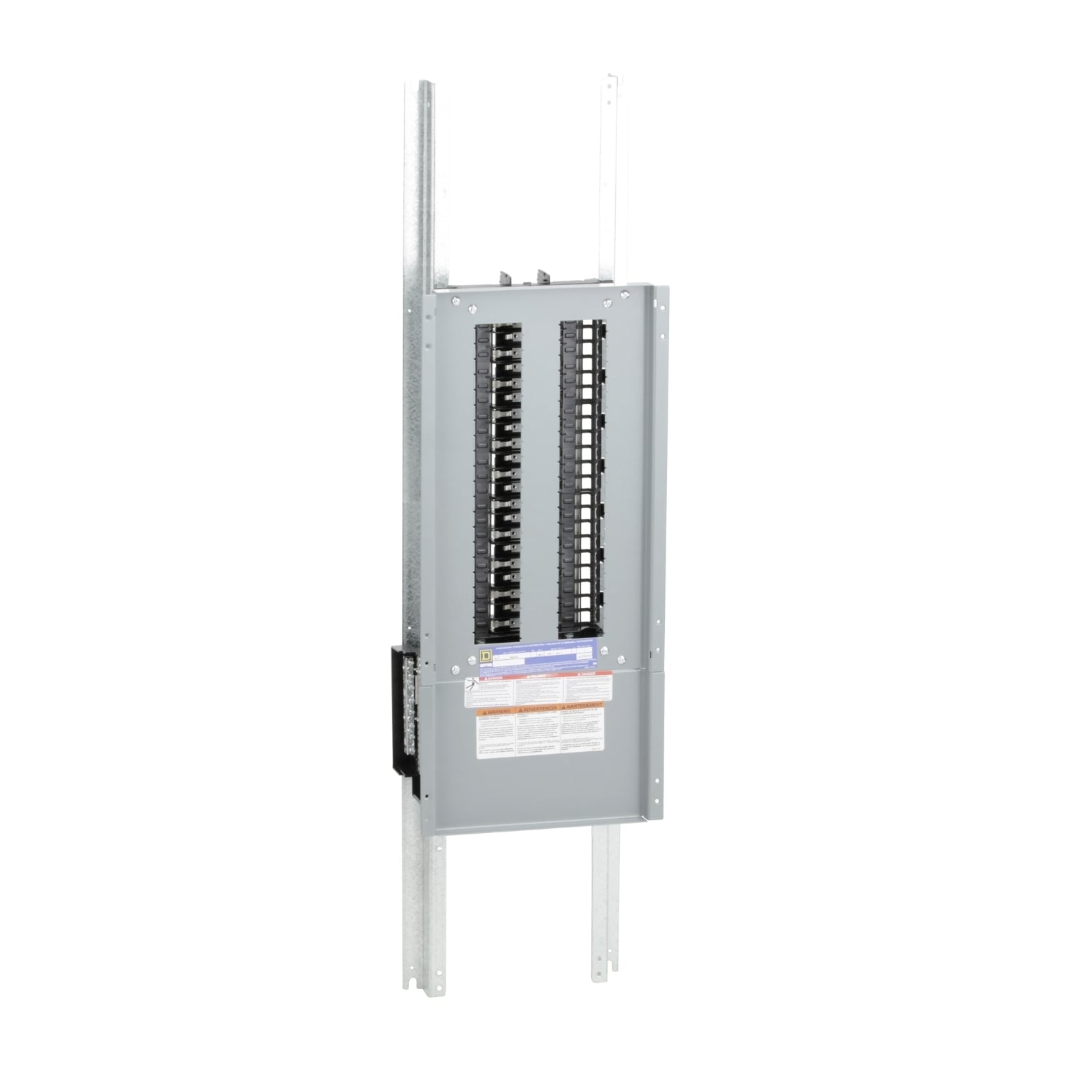 Panelboard interior, NQ, main lugs, 600A, Cu bus, 42 pole spaces, 1 phase, 3 wire, 240VAC, 48VDC
