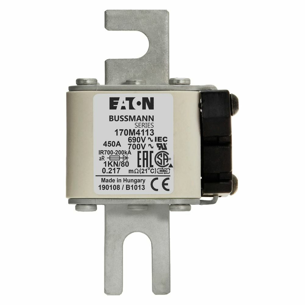 Fuse-link, high speed, 450 A, AC 690 V, DIN 1, 53 x 69 x 108 mm, aR, DIN, IEC, single indicator