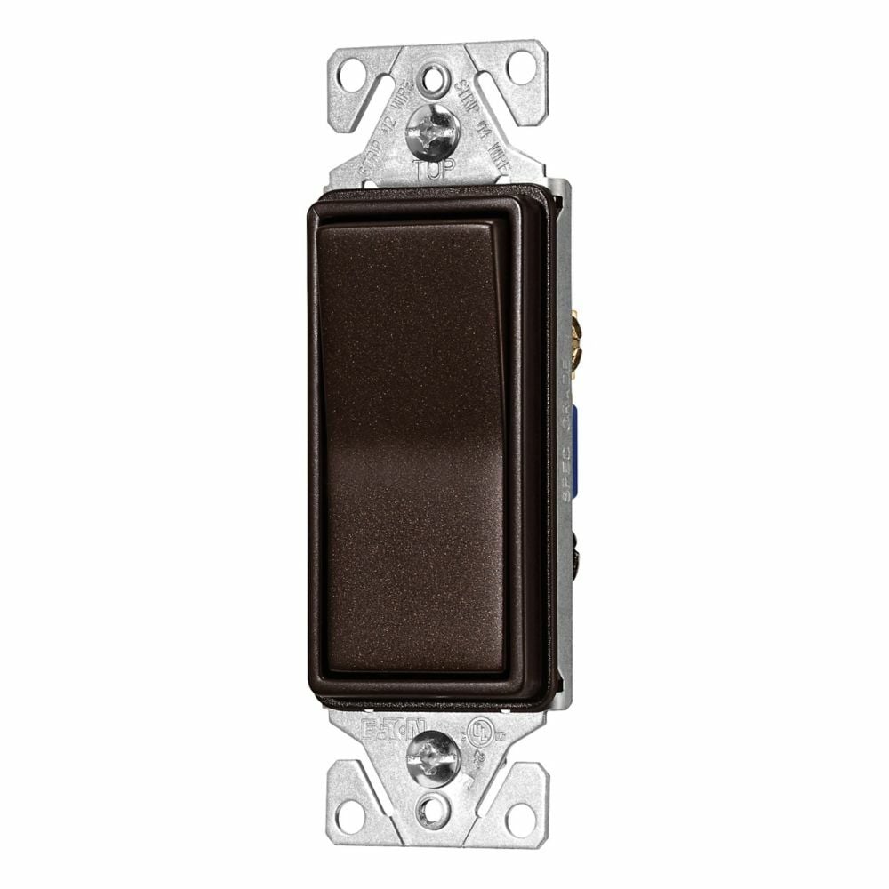 Eaton decorator switch, 15A, 120/277V, Back push wiring, Oil rubbed bronze, 3-way 752810