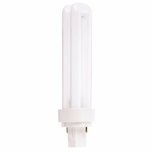 Compact Fluorescent Double Twin 2 Pin Lamp, Designation: CFD18W/835, 18 WTT, T4 Shape, G24d-2 G24d-2 Base, 12000 HR, Lumens: 1250 LM Initial, 3500 DEG K Color Temperature, Neutral White 82 CRI, 6 IN Length