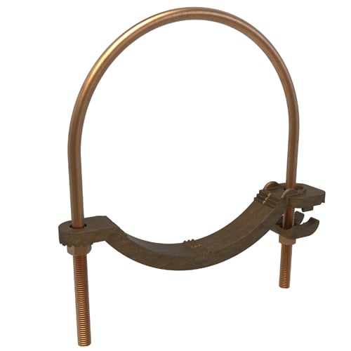 Permaground Copper Waterpipe Ground Clamp, Conductor Range 4/0-4, Pipe Size 6in, UL