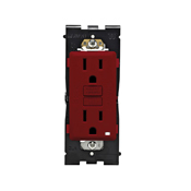Renu Self-Test Tamper Resistant GFCI Duplex Receptacle. NEMA 5-15R 15A-125V @ Receptacle, 20A-125V Feed-through, Lighted White LED, Red Delicious.