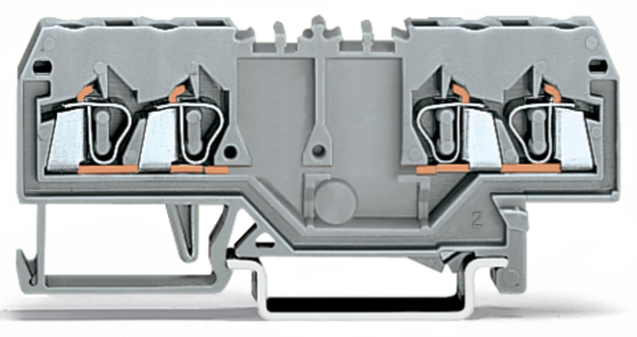 Double potential terminal block; 2.5 mm; with double, center marker slot; for DIN-rail 35 x 15 and 35 x 7.5; CAGE CLAMP; 2,50 mm; gray