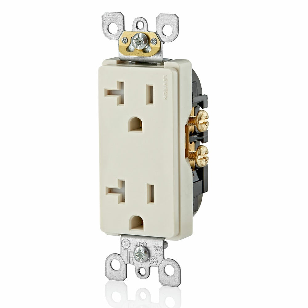 20 Amp, Tamper- Resistant, Decora Duplex Receptacle, Residential Grade, Light Almond