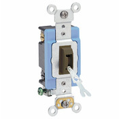 15 Amp, 120/277 Volt, Toggle Locking 4-Way AC Quiet Switch, Extra Heavy Duty Spec Grade, Self Grounding, Back and Side Wired, Brown