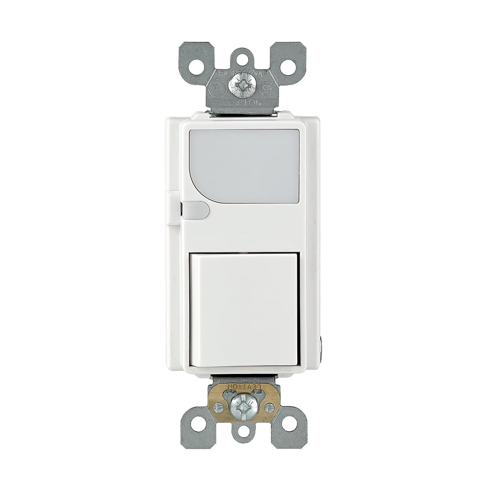 6526-W Decora Combination Switch With LED Guide Light, 15 A, 120 V AC, 1 Poles