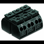 4-conductor chassis-mount terminal strip; 3-pole; N-PE-L1; with ground contact; for 3 mm ø screw and nut; 4 mm²; 4,00 mm²; black