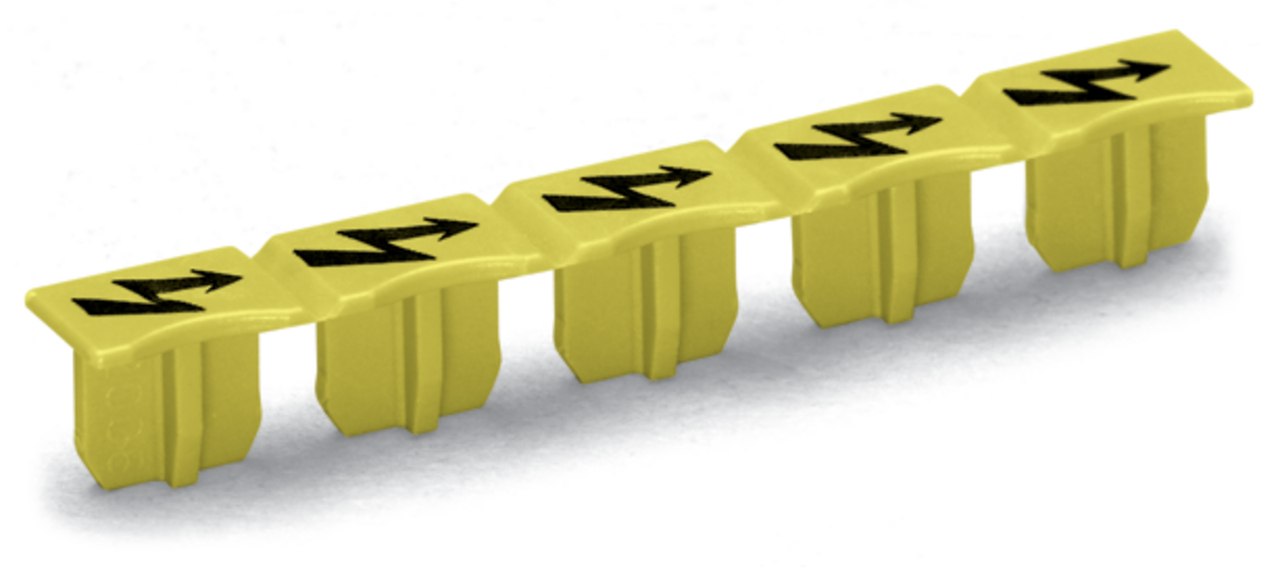 Protective warning marker; for 5 terminal blocks; with high-voltage symbol, black; yellow