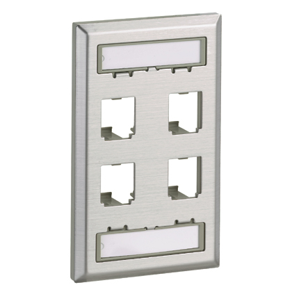Faceplate, 4 Port, Single Gang, Classic,