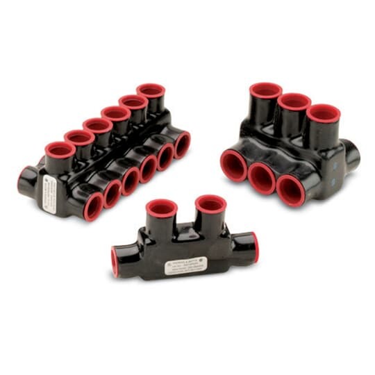 AMT 2 Multi-Port Both Sides PVC Connector, Wire Range 4-14 Str, Ultraviolet Resistant, Length 1.15 Inches, Width 1.50 Inches, Height 1.25 Inches, Slotted Screw, Black Insulation