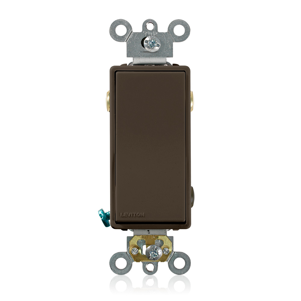 20 Amp, 120/277 Volt, Decora Plus Rocker 3-Way AC Quiet Switch, Commercial Grade, Back and Side Wired, Self Grounding, Brown