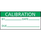 Write-On Control Markers, Vinyl, Legend CALIBRATION BY ____ DATE ____  DUE ____, Marker Size 1.5 x .63, 14 Markers per Card, Green/White.   Package of 25 Cards.   Card Size 4 inch x 5 inch.  4 MIL White Drumcal Vinyl.