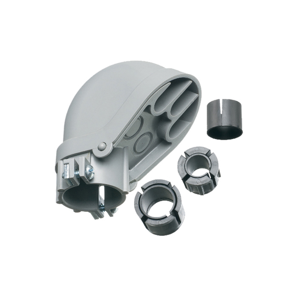 PVC Entrance cap for rigid, IMC, EMT, Rigid PVC. Trade Size 1/2", 3/4" and 1". Mast size 1/2", 3/4" and 1". Wire Holes two at .673.