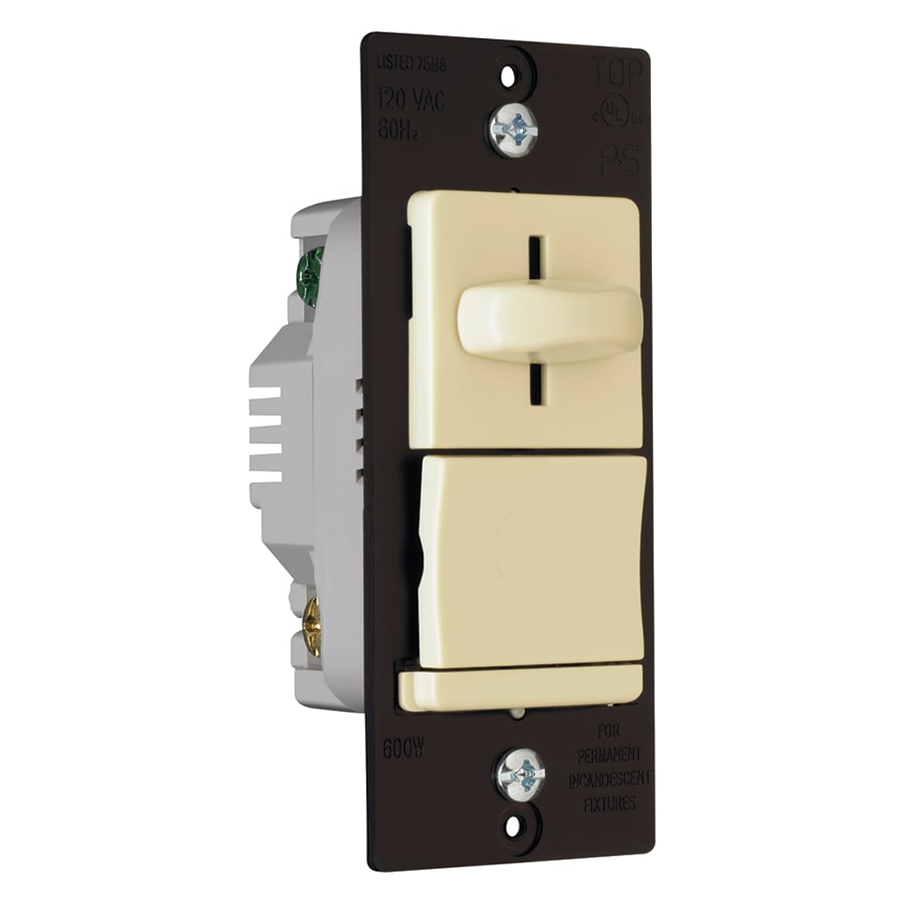 Incandescent Slide Dimmer, Preset 600W, Ivory