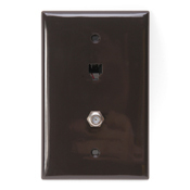 Midsize Telephone/Video Wall Jack, 6P4C X F, Brown