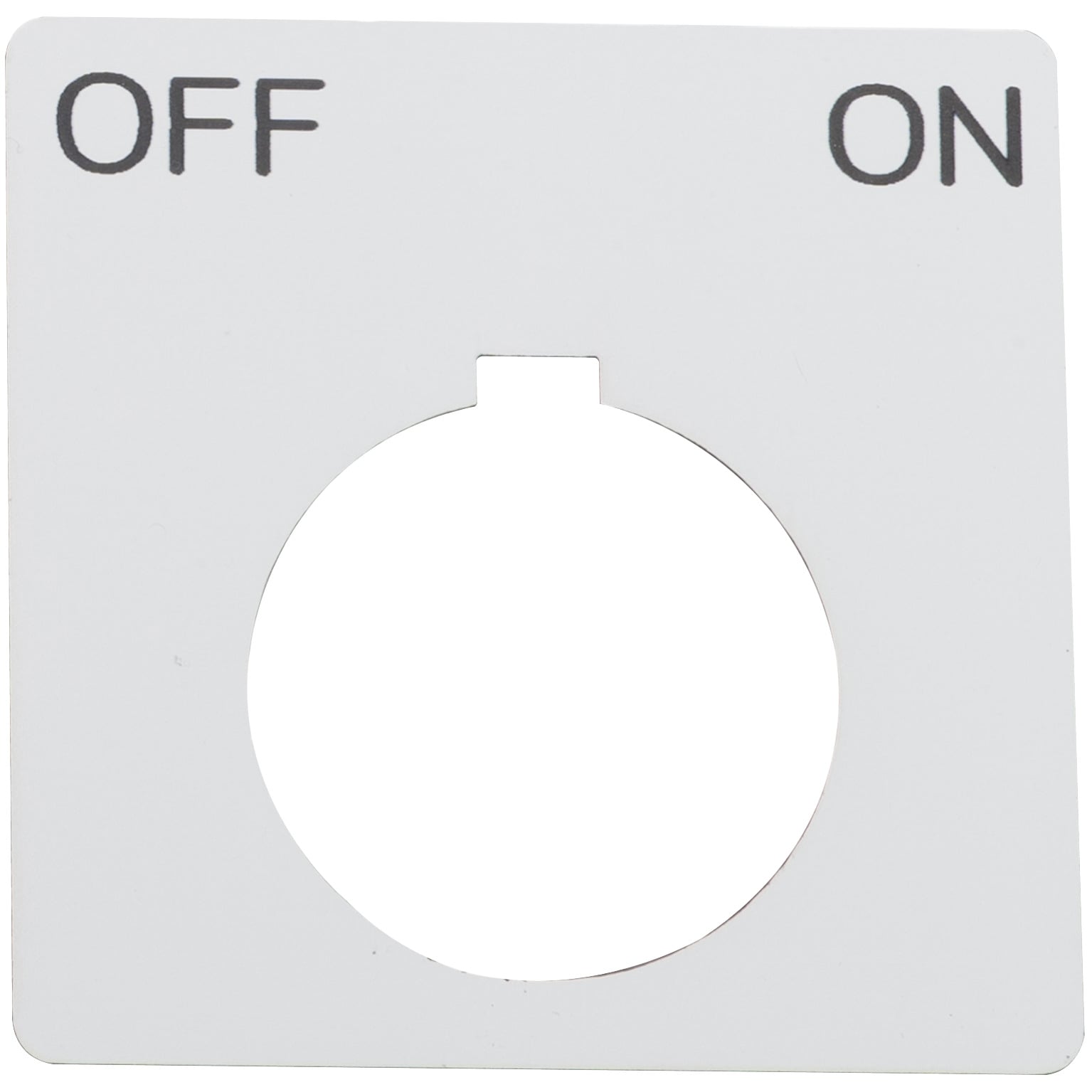 Legend, Harmony 9001K, Harmony 9001SK, 30mm, plastic, white with black letters, 57mm square, marking OFF-ON