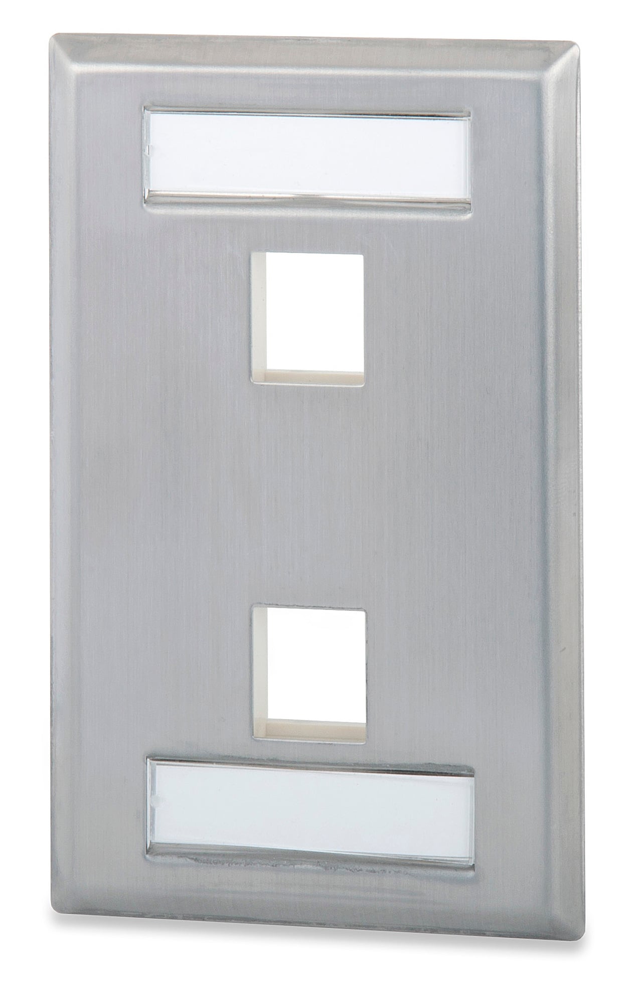 2-Port Single Gang S.Steel Faceplate with labeling window