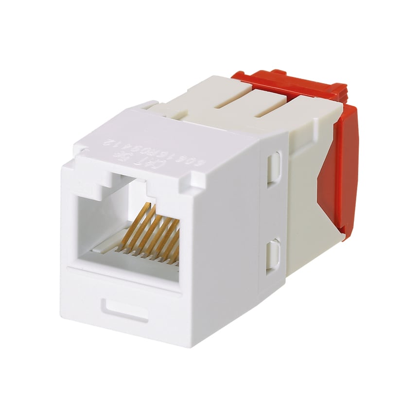 CJ5E88TGWH PanNet Mini-Jack TX5e 1-Slot 8-Position 8-Wire Universal TG Style Unshielded Jack Module, Cat 5e RJ45/Mini-Com Module, Surface Mount, 1 Port, ABS/Plastic, White